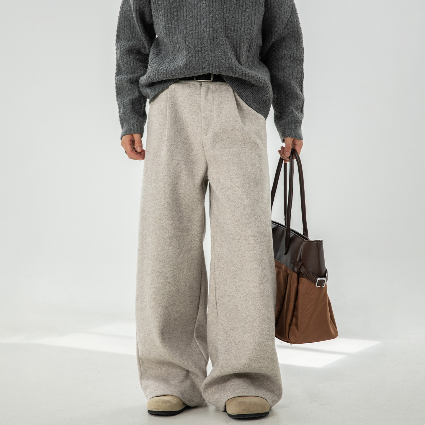 Wool Straight-leg Loose Pleated Casual Trousers 4 Wool Straight-leg Loose Pleated Casual Trousers - Image 4