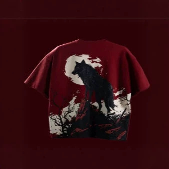 Wine-red Drop-shoulder T-shirt 2 Wine-red Drop-shoulder T-shirt - Image 2