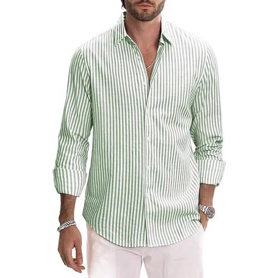 Men's Casual Digital-Print Lapel Striped Shirt 5 Men's Casual Digital-Print Lapel Striped Shirt - Image 5