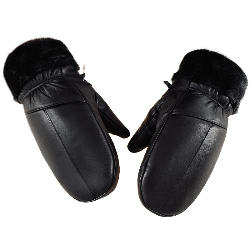 Fleece-lined Thickened Cold-resistant Windproof Sheepskin Mittens 5 Fleece-lined Thickened Cold-resistant Windproof Sheepskin Mittens - Image 5