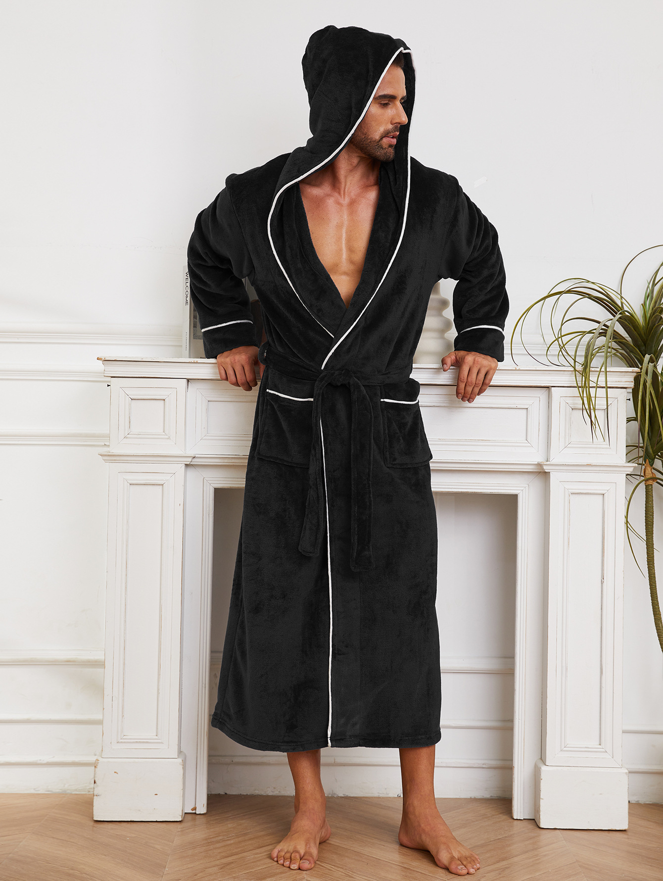 Men's Flannel Bathrobe 7 Men's Flannel Bathrobe - Image 7
