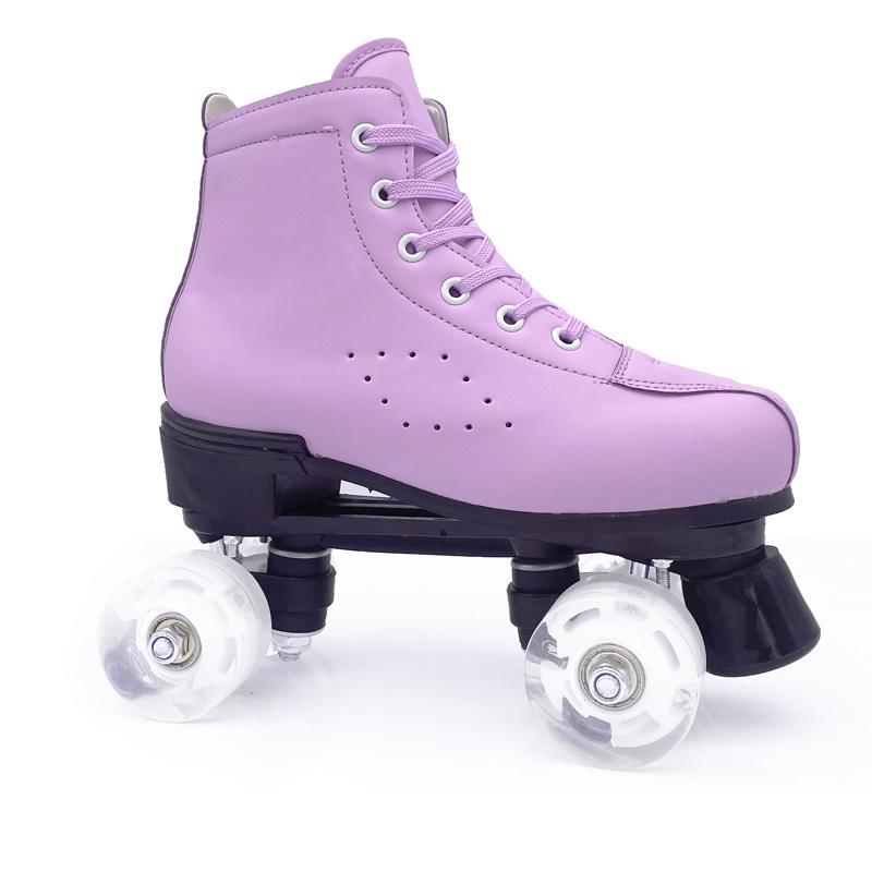 Double-row Leather Purple Roller Skates 3 Double-row Leather Purple Roller Skates - Image 3