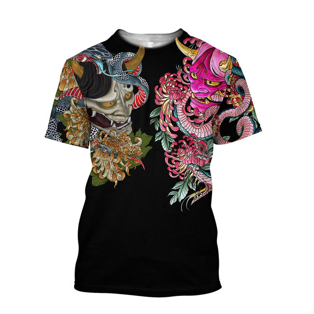3D Men's Samurai Round Neck T-shirt 4 3D Men's Samurai Round Neck T-shirt - Image 4