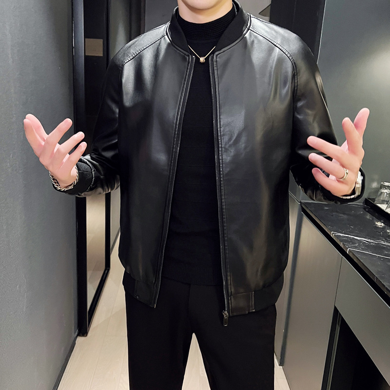 Men's Slim Fit Leather Jacket 2 Men's Slim Fit Leather Jacket - Image 2
