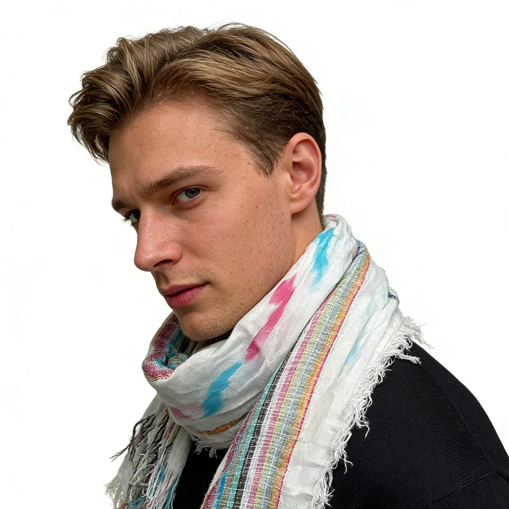 2pcs Colorful Striped Square Scarf For Women & Men 2 2pcs Colorful Striped Square Scarf For Women & Men - Image 2