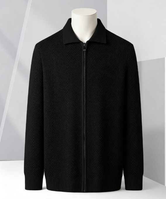 Solid-color Cardigan Zip-up Mens Jacket 5 Solid-color Cardigan Zip-up Mens Jacket - Image 5