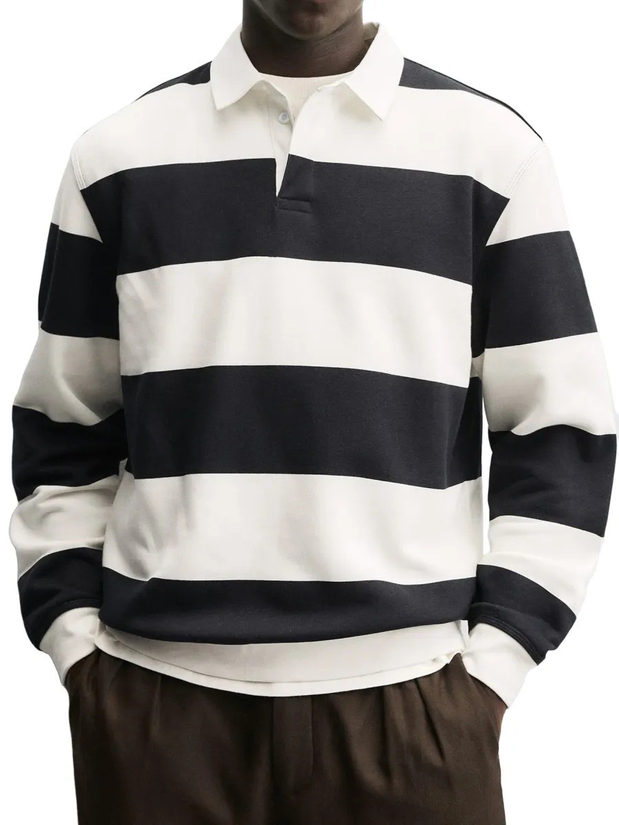 Men's Long-sleeved Striped T-shirt 9 Men's Long-sleeved Striped T-shirt - Image 9
