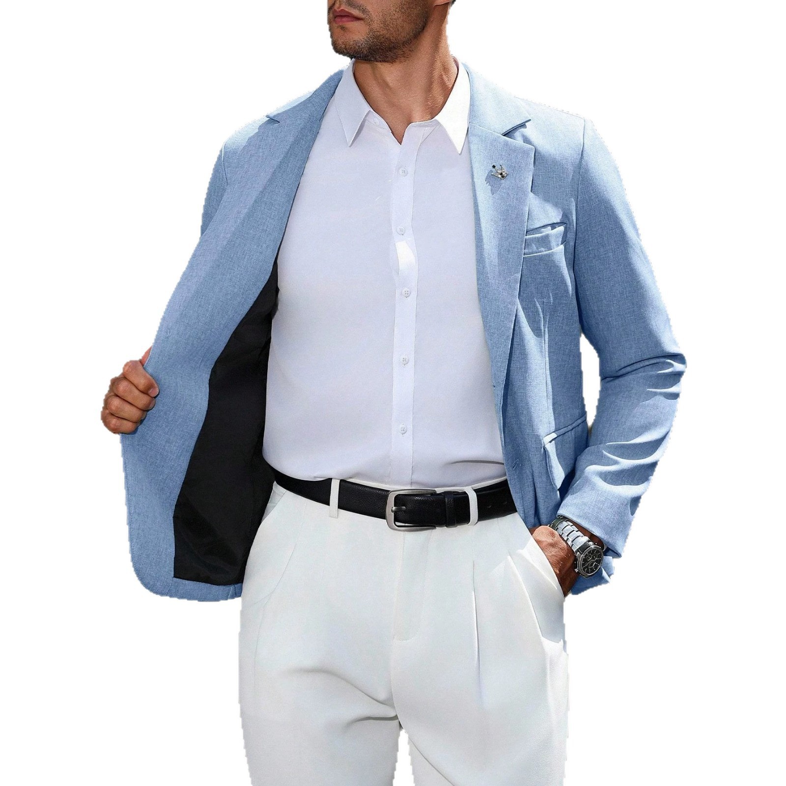 Single-breasted Blazer With A Notch Lapel 4 Single-breasted Blazer With A Notch Lapel - Image 4