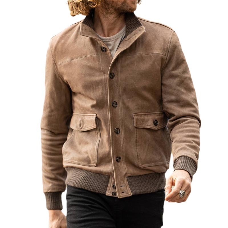 Men's Slim-Fit Lapel Leather Jacket 5 Men's Slim-Fit Lapel Leather Jacket - Image 5