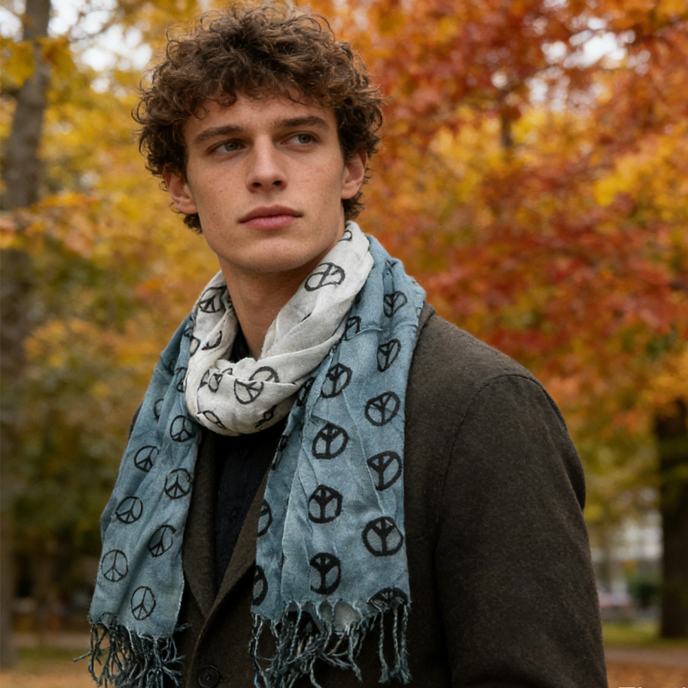 2pcs Grey Printed Scarf For Women & Men 3 2pcs Grey Printed Scarf For Women & Men - Image 3