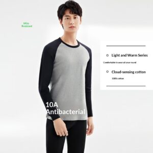 Cotton Antibacterial Top And Bottom Set Men's Thermal Underwear