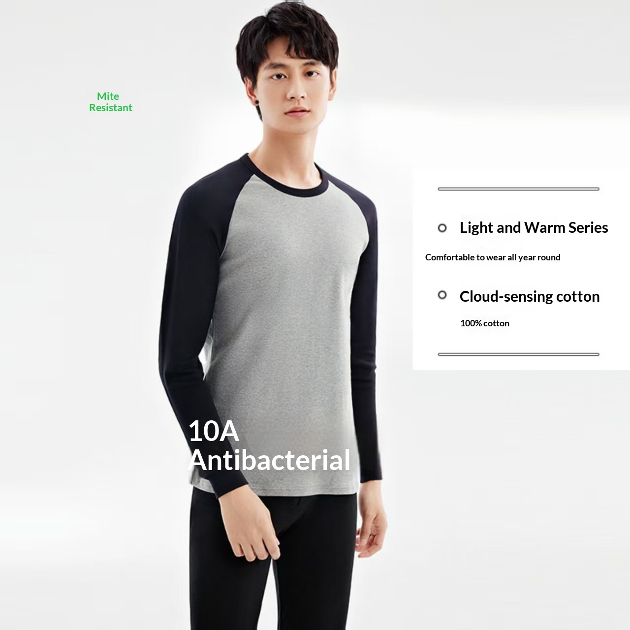 Cotton Antibacterial Top And Bottom Set Men's Thermal Underwear 1 Cotton Antibacterial Top And Bottom Set Men's Thermal Underwear