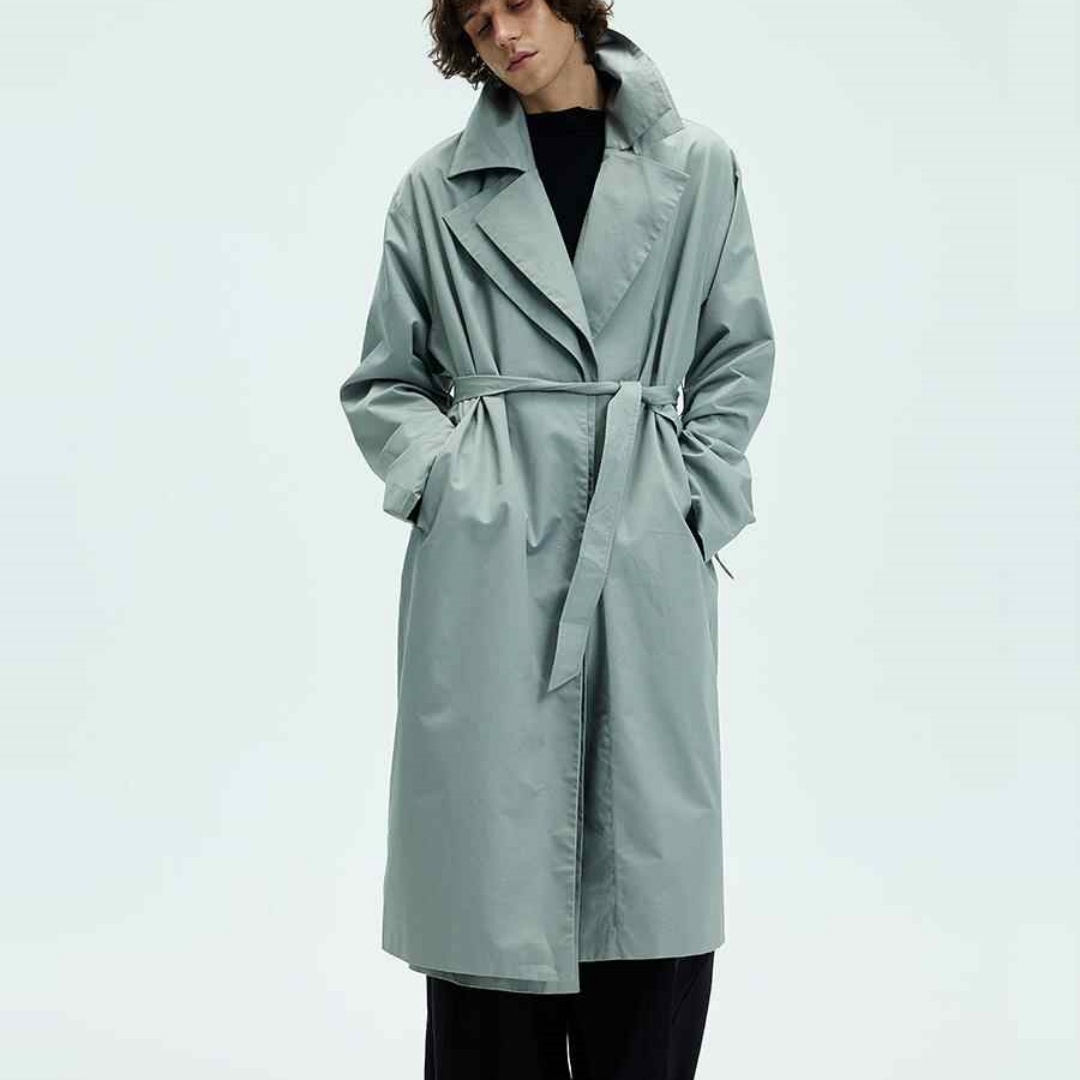 Mens Solid-color Loose-fitting Mid-length Coat 1 Mens Solid-color Loose-fitting Mid-length Coat