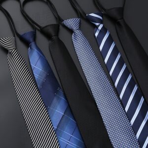 Formal Zipper Tie With Blue Stripes