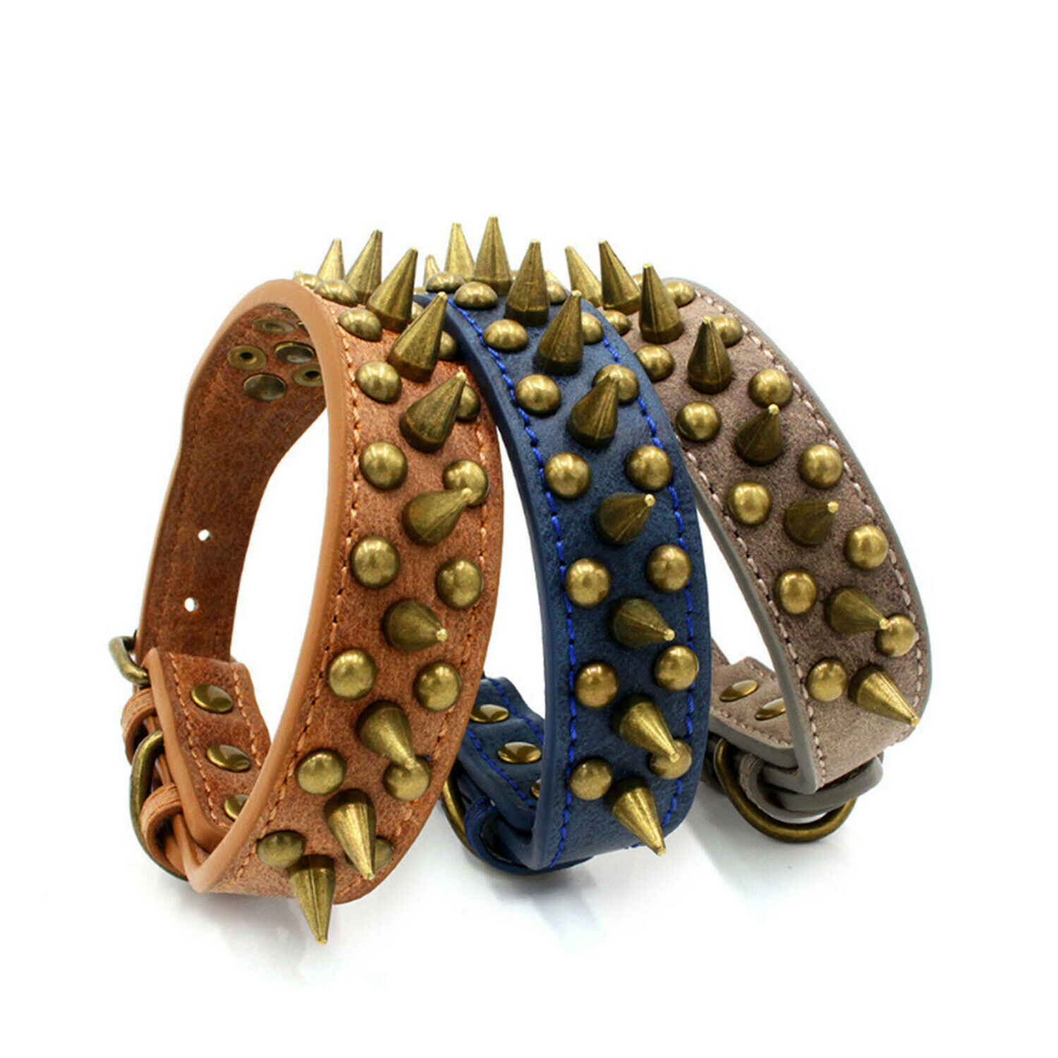 Retro Studded Leather Dog Collar with Spikes & Rivets – Sizes S to XL 3 Retro Studded Leather Dog Collar with Spikes & Rivets – Sizes S to XL - Image 3