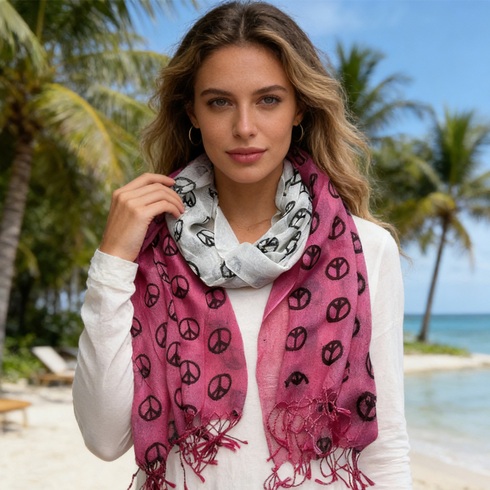 2pcs Pink Semi Sheer Scarf For Women & Men 3 2pcs Pink Semi Sheer Scarf For Women & Men - Image 3