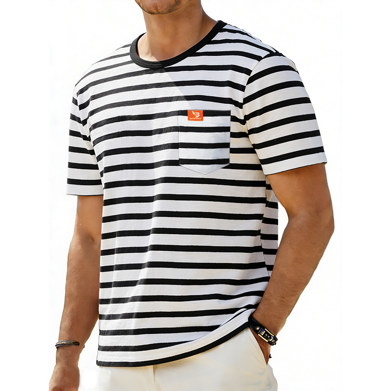 Men's Loose-fit Retro Crew-neck Short-sleeve T-shirt 6 Men's Loose-fit Retro Crew-neck Short-sleeve T-shirt - Image 6