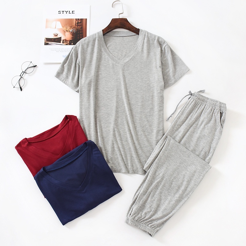 Men's Ice Silk Modal Short Sleeved Pants Set 1 Men's Ice Silk Modal Short Sleeved Pants Set