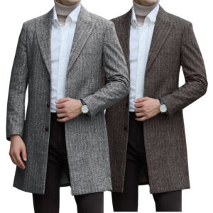 Men's Single-breasted Mid-length Wool Coat