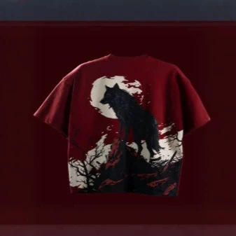Wine-red Drop-shoulder T-shirt 3 Wine-red Drop-shoulder T-shirt - Image 3