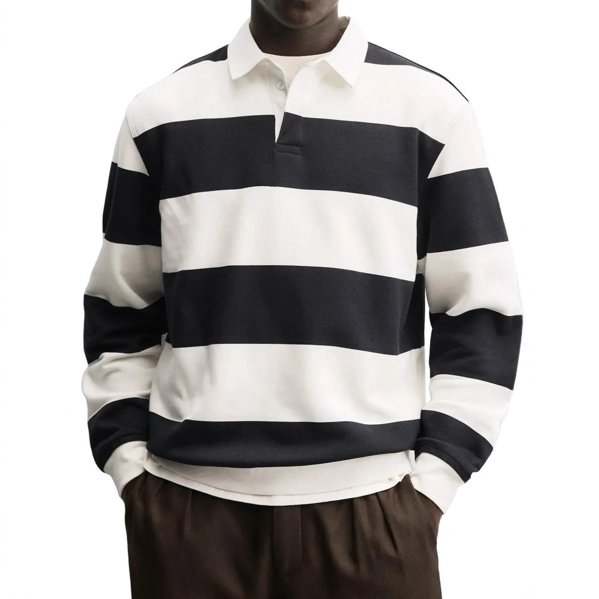 Men's Long-sleeved Striped T-shirt 7 Men's Long-sleeved Striped T-shirt - Image 7
