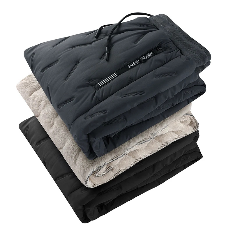 Men's Winter Velvet Thickening Loose Fleece Pants With Zip Pocket 4 Men's Winter Velvet Thickening Loose Fleece Pants With Zip Pocket - Image 4