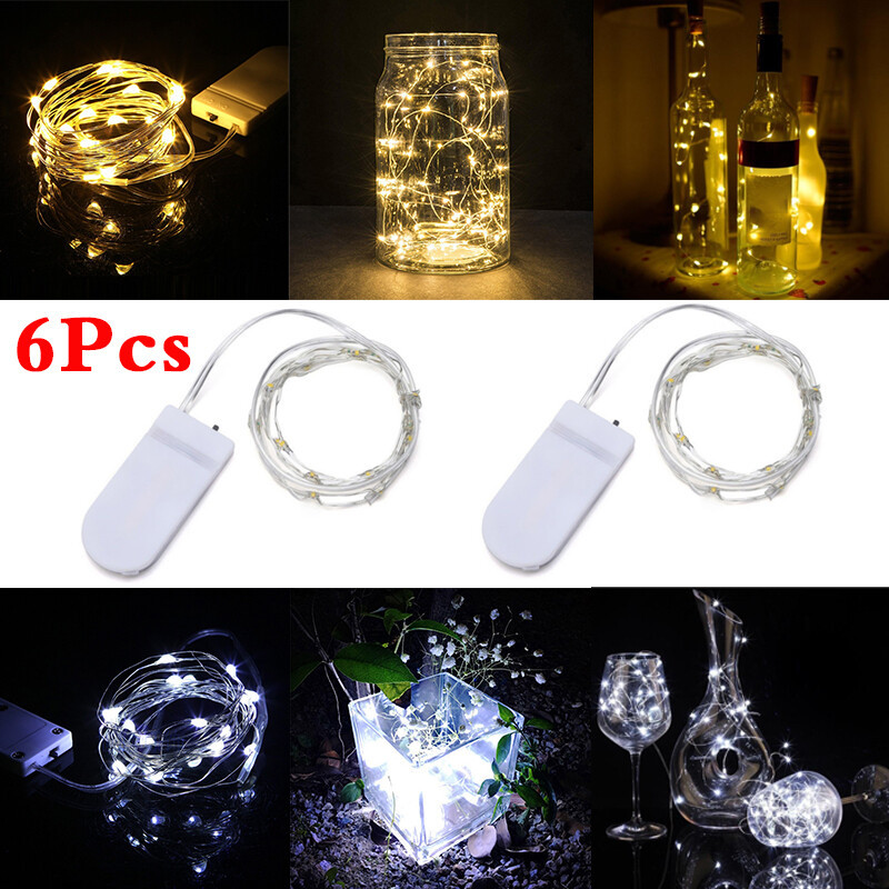 6 Pack 20 LEDs Battery Operated Mini LED Copper Wire String Fairy Lights Part 2m 6 6 Pack 20 LEDs Battery Operated Mini LED Copper Wire String Fairy Lights Part 2m - Image 6