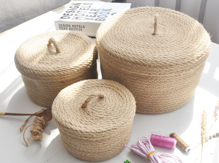 Japanese Style Linen Table Top Sundries Storage Basket 1 Japanese Style Linen Table Top Sundries Storage Basket