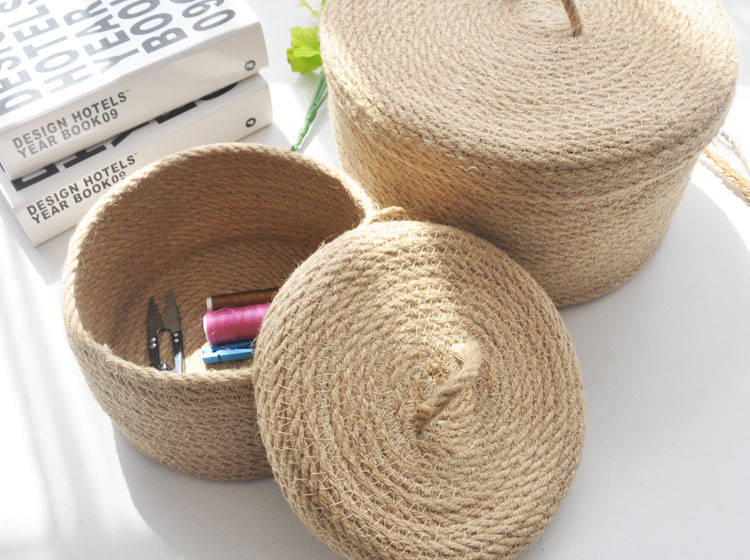 Japanese Style Linen Table Top Sundries Storage Basket 2 Japanese Style Linen Table Top Sundries Storage Basket - Image 2