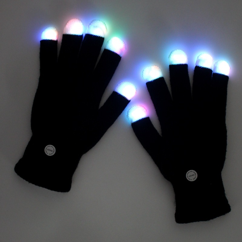 Black Fingertip Colorful Glowing Gloves 1 Black Fingertip Colorful Glowing Gloves