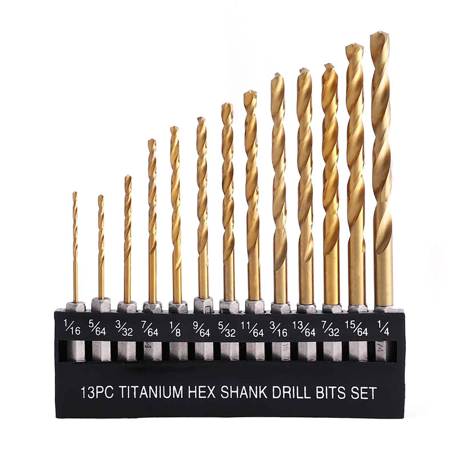 Steel Twist Drill 13 Sets, Hard Hexagonal Shank Titanium-Plated Wear-Resistant Drill Set 1 Steel Twist Drill 13 Sets, Hard Hexagonal Shank Titanium-Plated Wear-Resistant Drill Set
