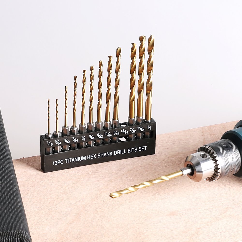 Steel Twist Drill 13 Sets, Hard Hexagonal Shank Titanium-Plated Wear-Resistant Drill Set 2 Steel Twist Drill 13 Sets, Hard Hexagonal Shank Titanium-Plated Wear-Resistant Drill Set - Image 2