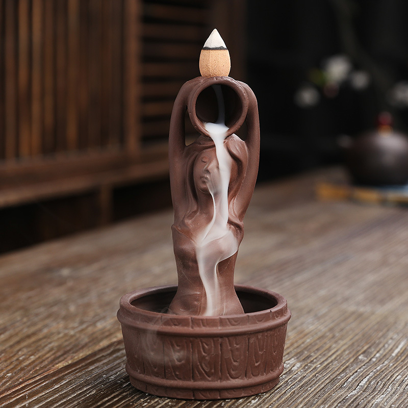 Purple Sand Backflow Smoke Aromatherapy Stove Creative Mermaid Bath Tower Cigarette Backflow Incense Burner Decoration 1 Purple Sand Backflow Smoke Aromatherapy Stove Creative Mermaid Bath Tower Cigarette Backflow Incense Burner Decoration