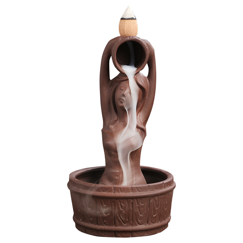 Purple Sand Backflow Smoke Aromatherapy Stove Creative Mermaid Bath Tower Cigarette Backflow Incense Burner Decoration 2 Purple Sand Backflow Smoke Aromatherapy Stove Creative Mermaid Bath Tower Cigarette Backflow Incense Burner Decoration - Image 2