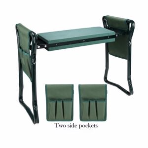 Foldable Outdoor Lawn Chair With Tool Pouch Garden Rest