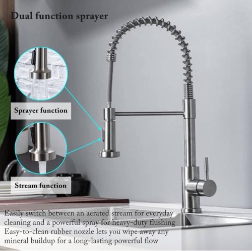 Monobloc Silver Kitchen Sink Mixer Taps With Pull Out Hose Spray Single Lever Tap 1 Monobloc Silver Kitchen Sink Mixer Taps With Pull Out Hose Spray Single Lever Tap