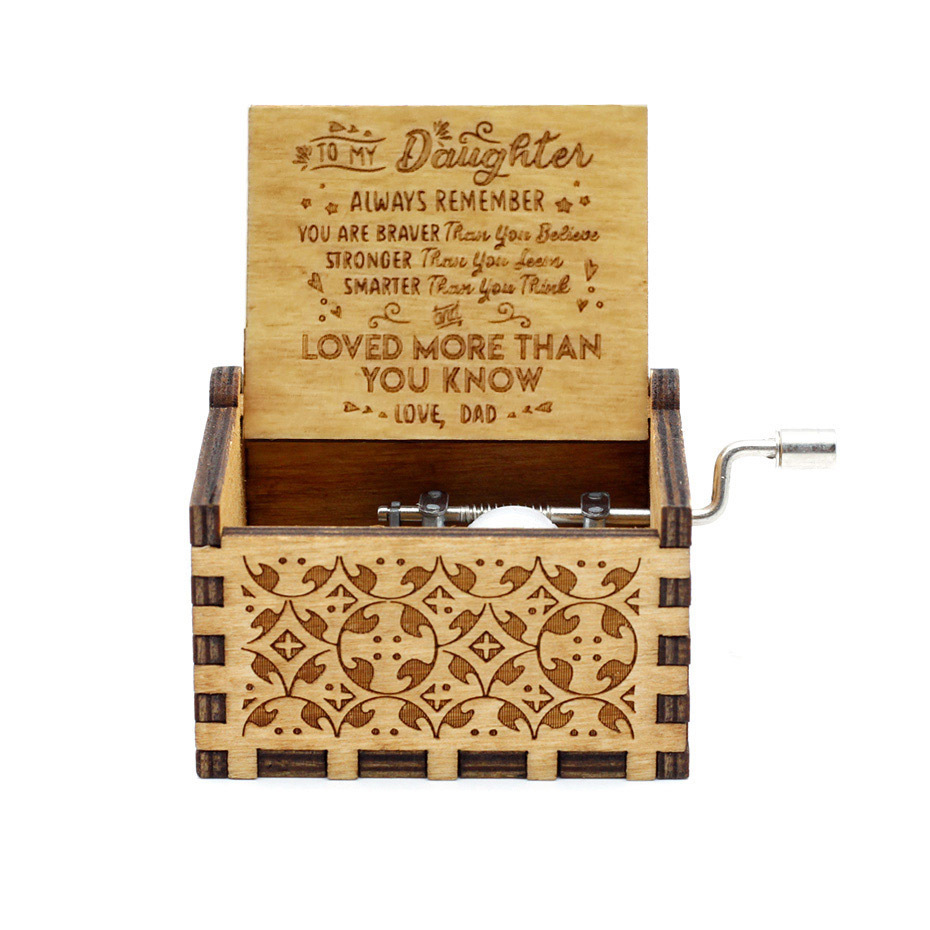 Carved Wooden Hand Crank Music Box 5 Carved Wooden Hand Crank Music Box - Image 5