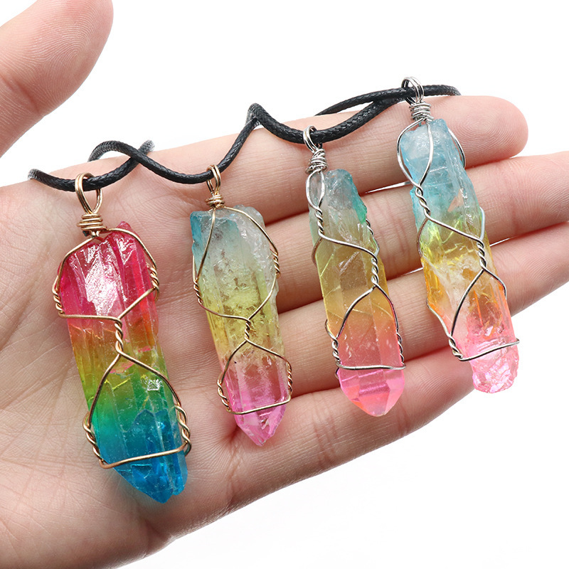 Stone Crystal Pillar Tree Fashion Necklace 5 Stone Crystal Pillar Tree Fashion Necklace - Image 5