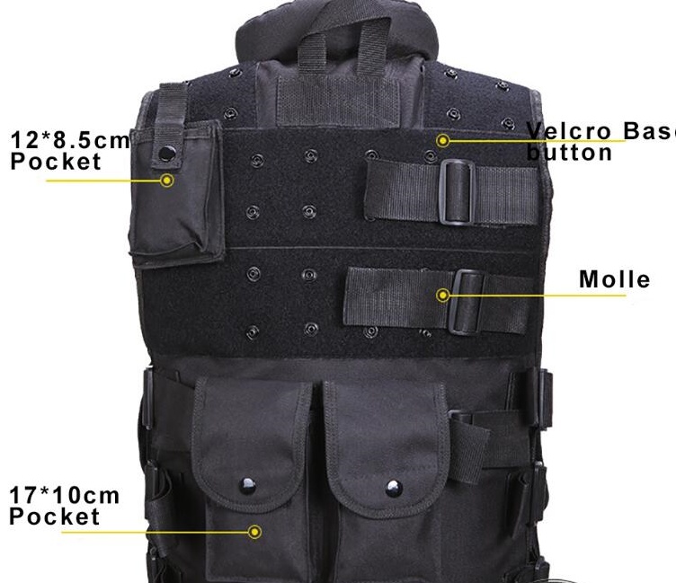 Tactical Vest Black Mens Military Hunting Vest 2 Tactical Vest Black Mens Military Hunting Vest - Image 2