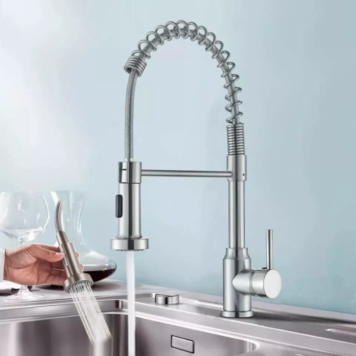 Monobloc Silver Kitchen Sink Mixer Taps With Pull Out Hose Spray Single Lever Tap 7 Monobloc Silver Kitchen Sink Mixer Taps With Pull Out Hose Spray Single Lever Tap - Image 7