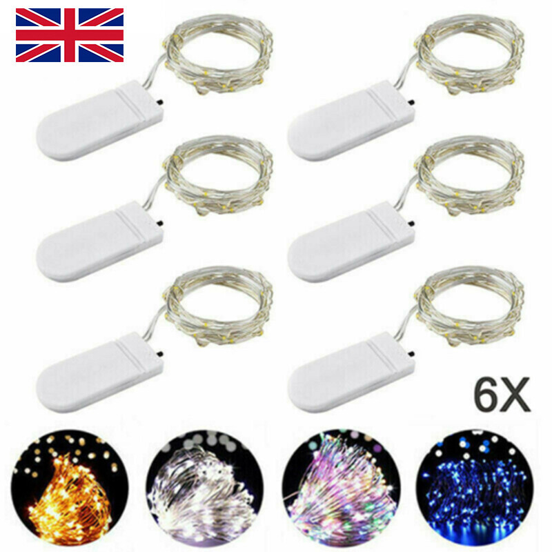 6 Pack 20 LEDs Battery Operated Mini LED Copper Wire String Fairy Lights Part 2m 3 6 Pack 20 LEDs Battery Operated Mini LED Copper Wire String Fairy Lights Part 2m - Image 3