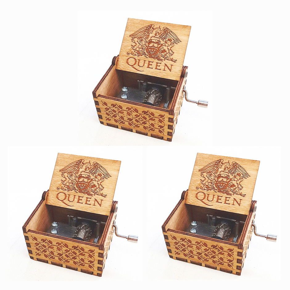 Carved Wooden Hand Crank Music Box 4 Carved Wooden Hand Crank Music Box - Image 4