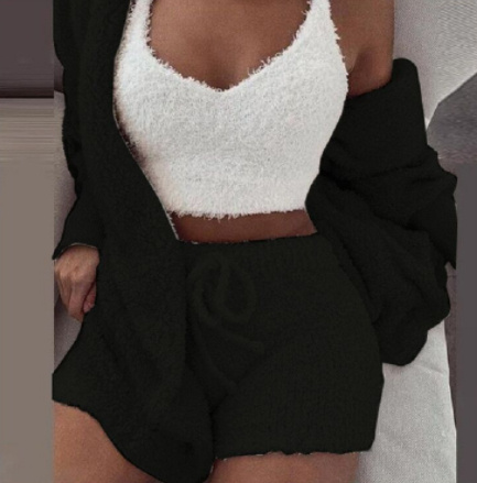 3pcs Womens Clothing Long Sleeve Crop Tank Top And Drawstring Shorts Pajama Set 5 3pcs Womens Clothing Long Sleeve Crop Tank Top And Drawstring Shorts Pajama Set - Image 5