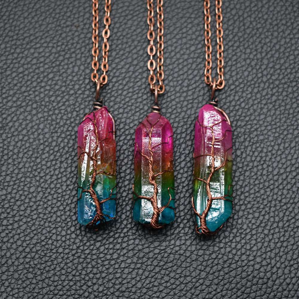Stone Crystal Pillar Tree Fashion Necklace 8 Stone Crystal Pillar Tree Fashion Necklace - Image 8