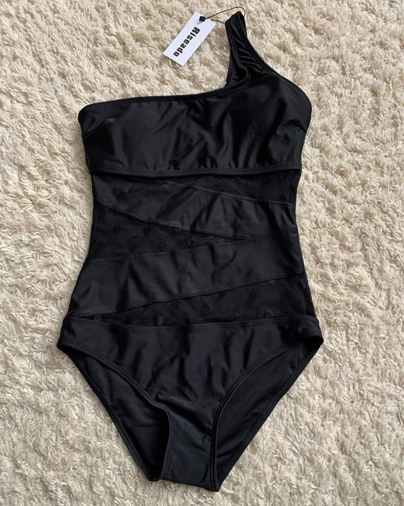 Women's One-Shoulder Mesh Swimwear 3 Women's One-Shoulder Mesh Swimwear - Image 3