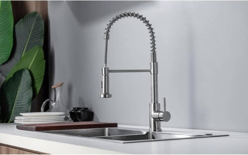 Monobloc Silver Kitchen Sink Mixer Taps With Pull Out Hose Spray Single Lever Tap 8 Monobloc Silver Kitchen Sink Mixer Taps With Pull Out Hose Spray Single Lever Tap - Image 8