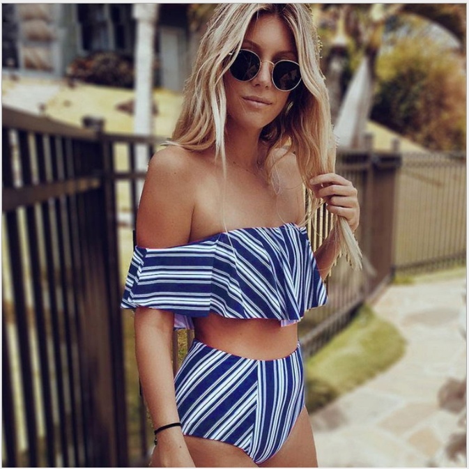 Striped High Waist Swimwear 4 Striped High Waist Swimwear - Image 4