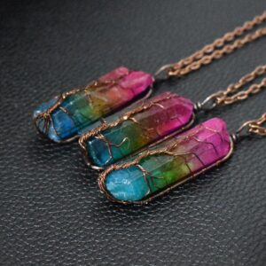 Stone Crystal Pillar Tree Fashion Necklace