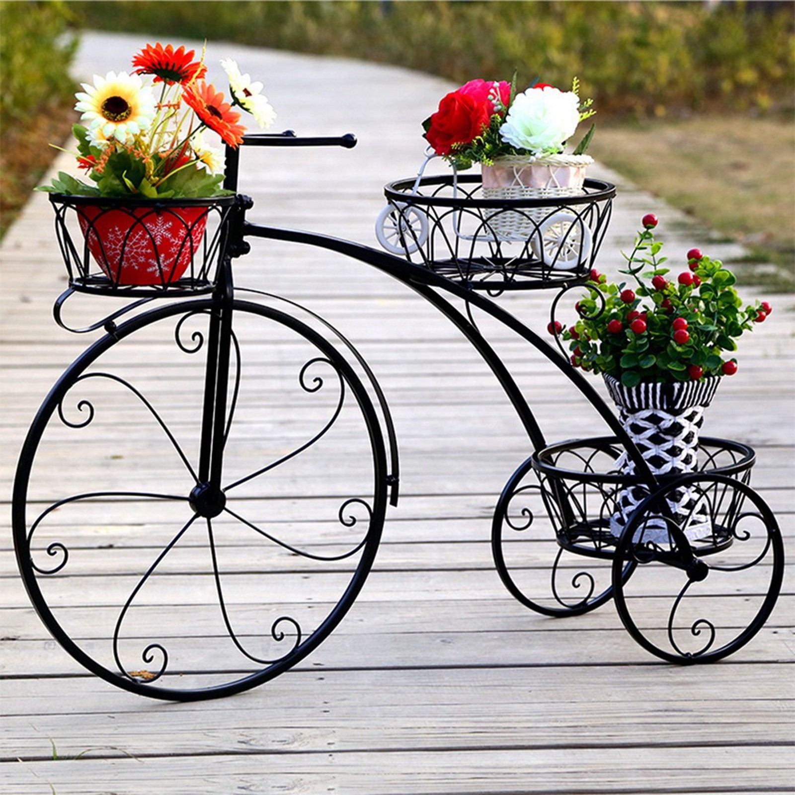 Tricycle Plant Stand Flower Pot Cart Holder Ideal For Home Garden And Patio 1 Tricycle Plant Stand Flower Pot Cart Holder Ideal For Home Garden And Patio