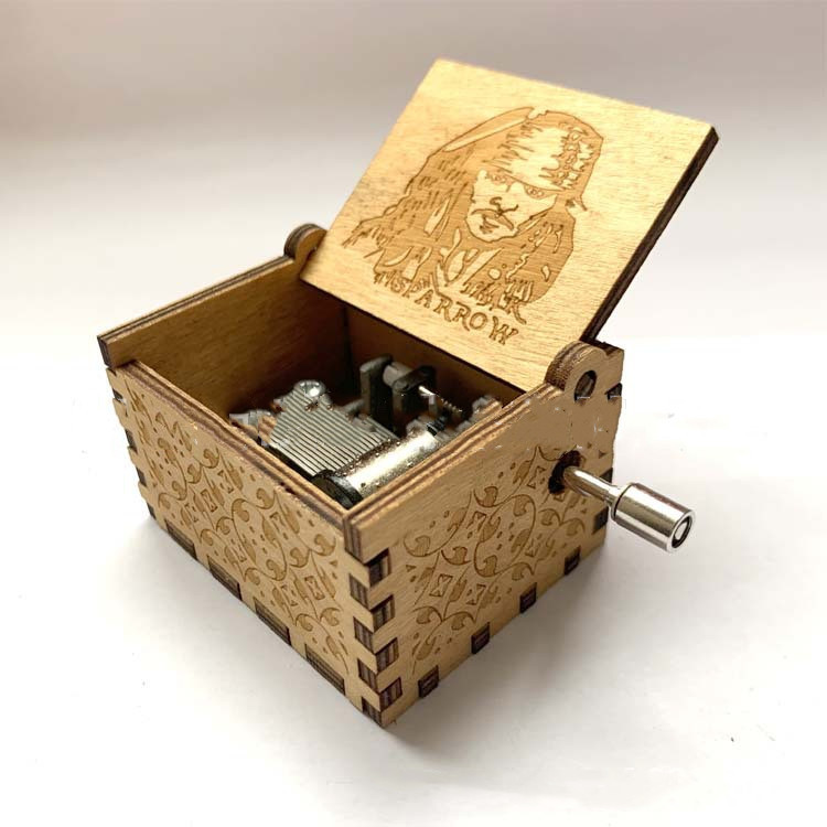Carved Wooden Hand Crank Music Box 6 Carved Wooden Hand Crank Music Box - Image 6
